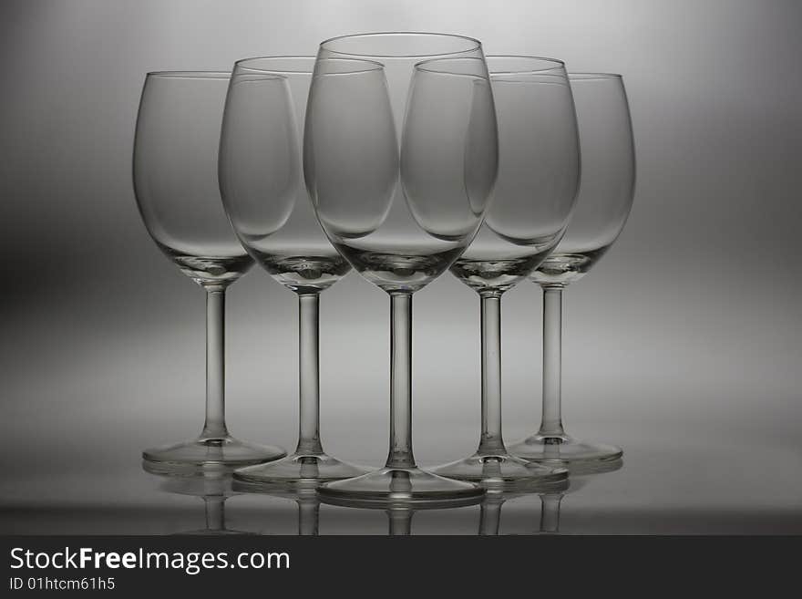 Five wine glasses