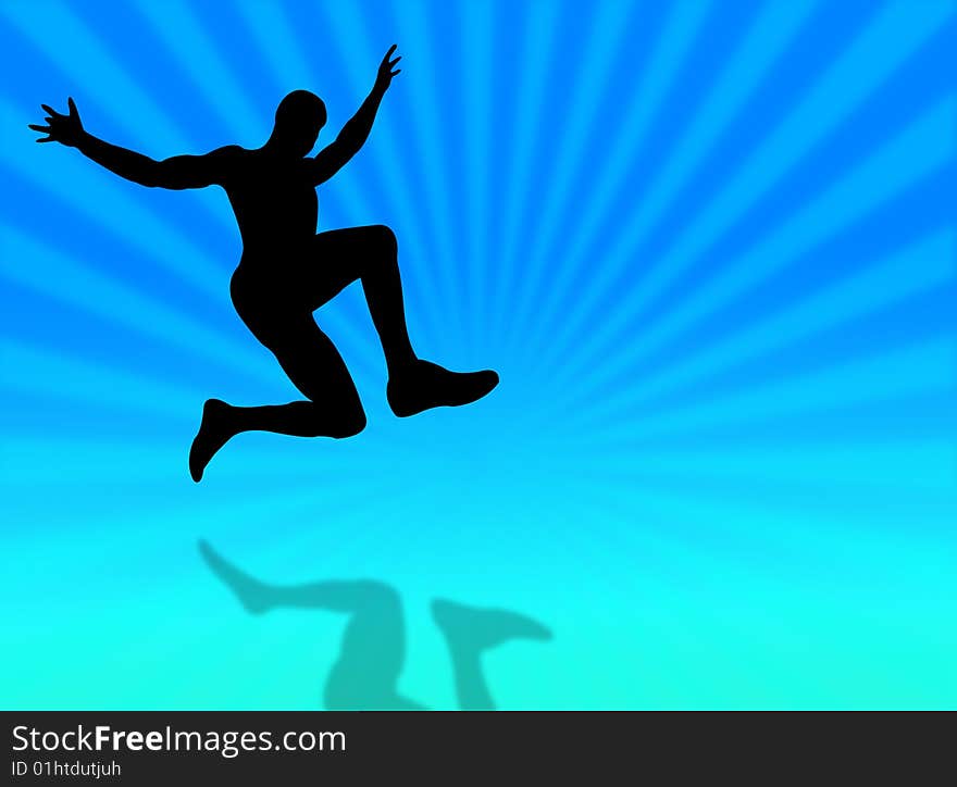 Sport man silhouette jumping on a colorful background. Sport man silhouette jumping on a colorful background