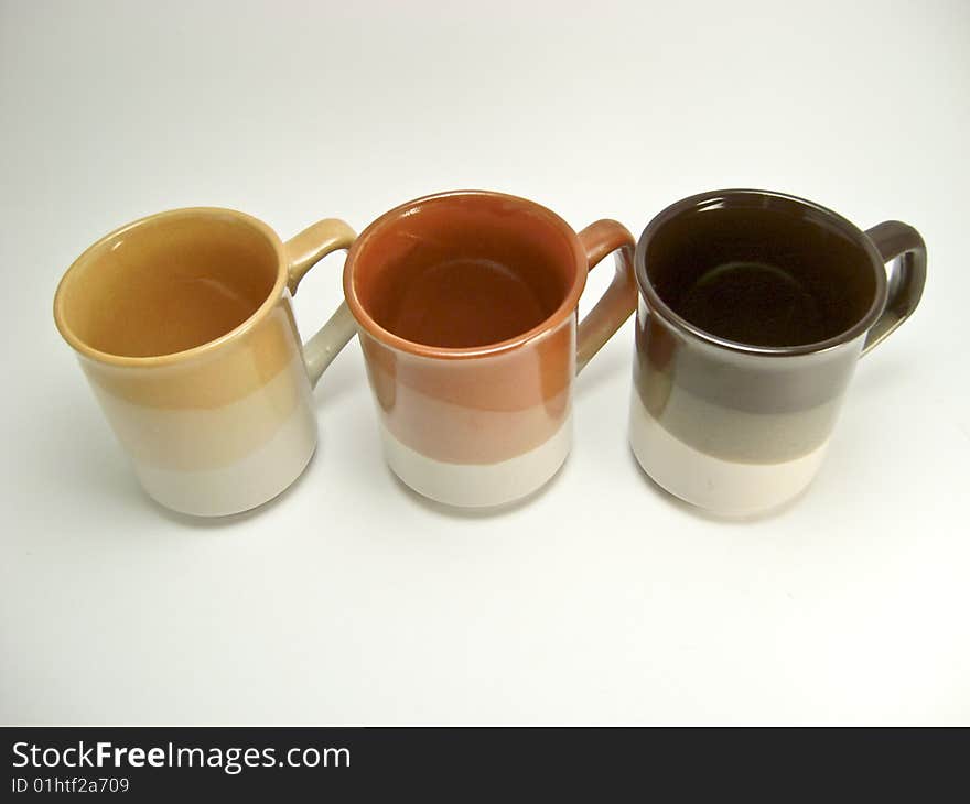 Three empty cups