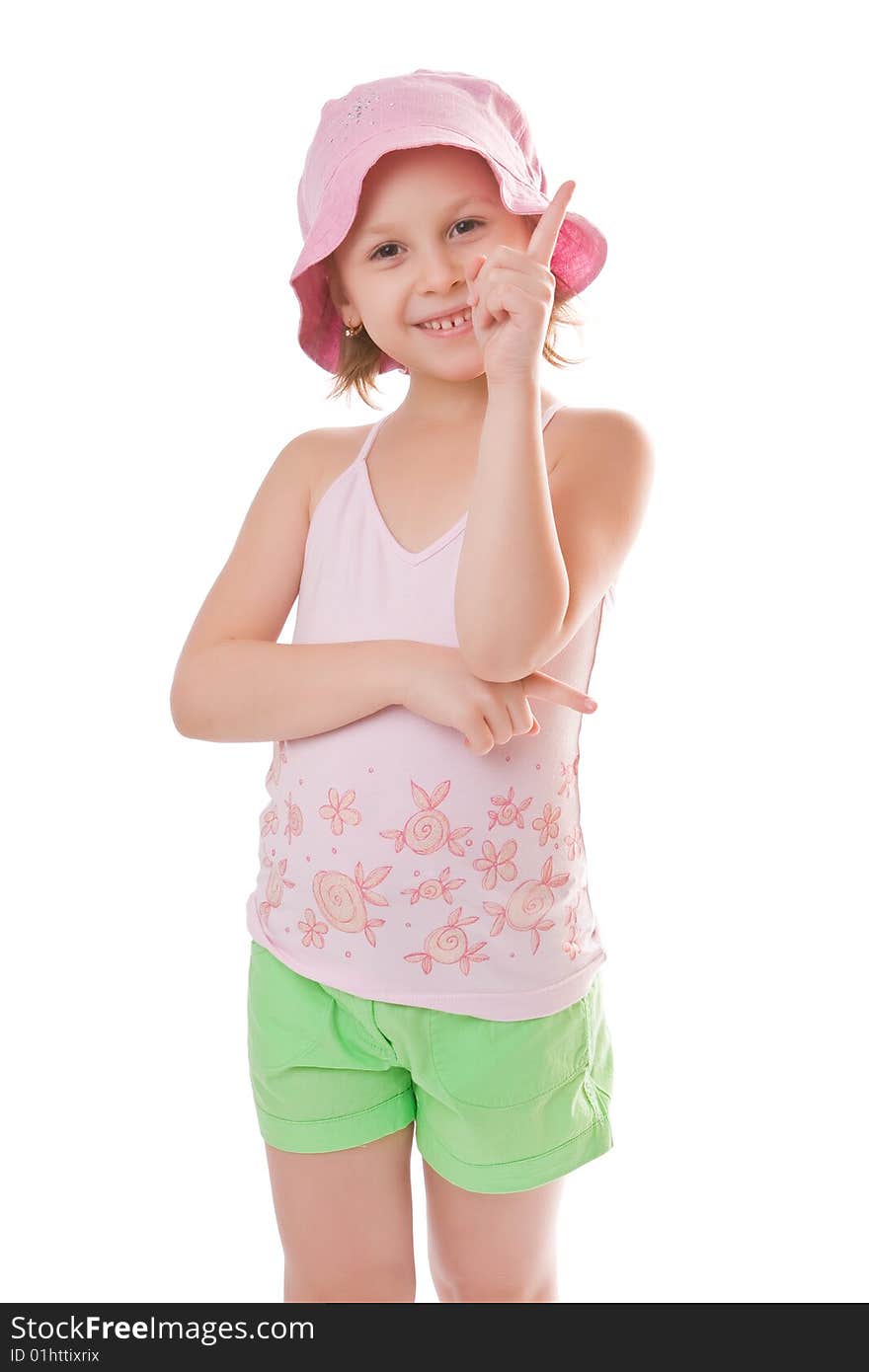 Little beautiful girl isolated on a white background. Little beautiful girl isolated on a white background