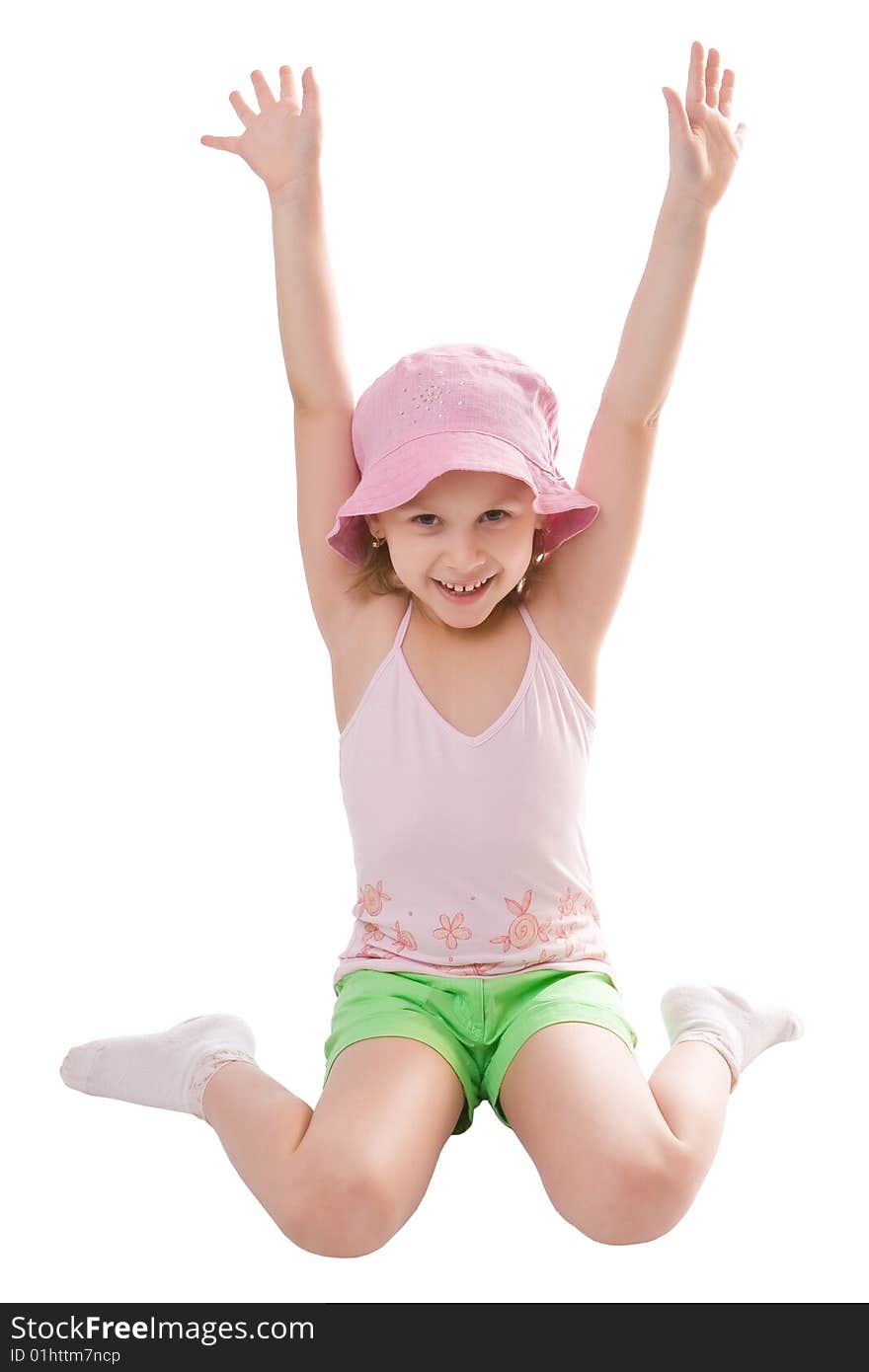 Little beautiful girl isolated on a white background. Little beautiful girl isolated on a white background