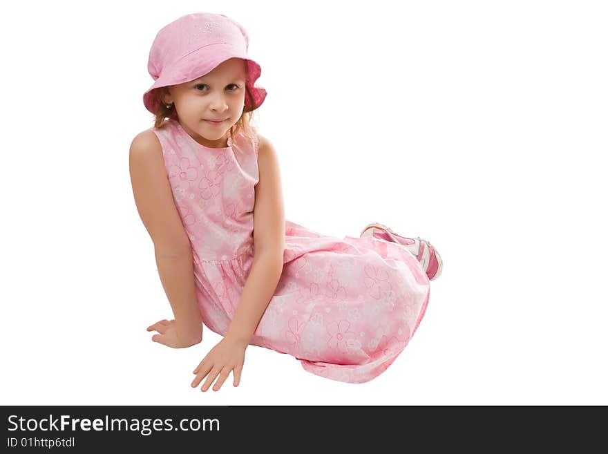 Little beautiful girl isolated on a white background. Little beautiful girl isolated on a white background