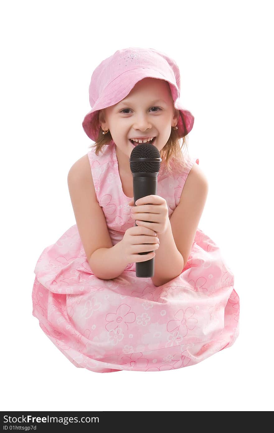 Little beautiful girl isolated on a white background. Little beautiful girl isolated on a white background