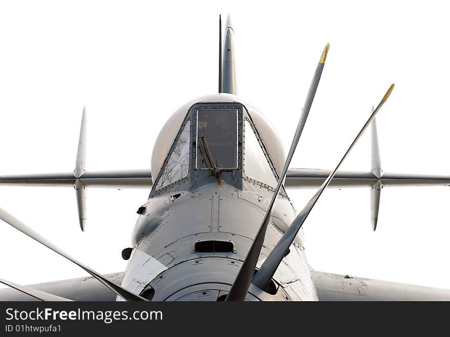 A photo of a Fairey Gannet submarine hunting airplane. A photo of a Fairey Gannet submarine hunting airplane