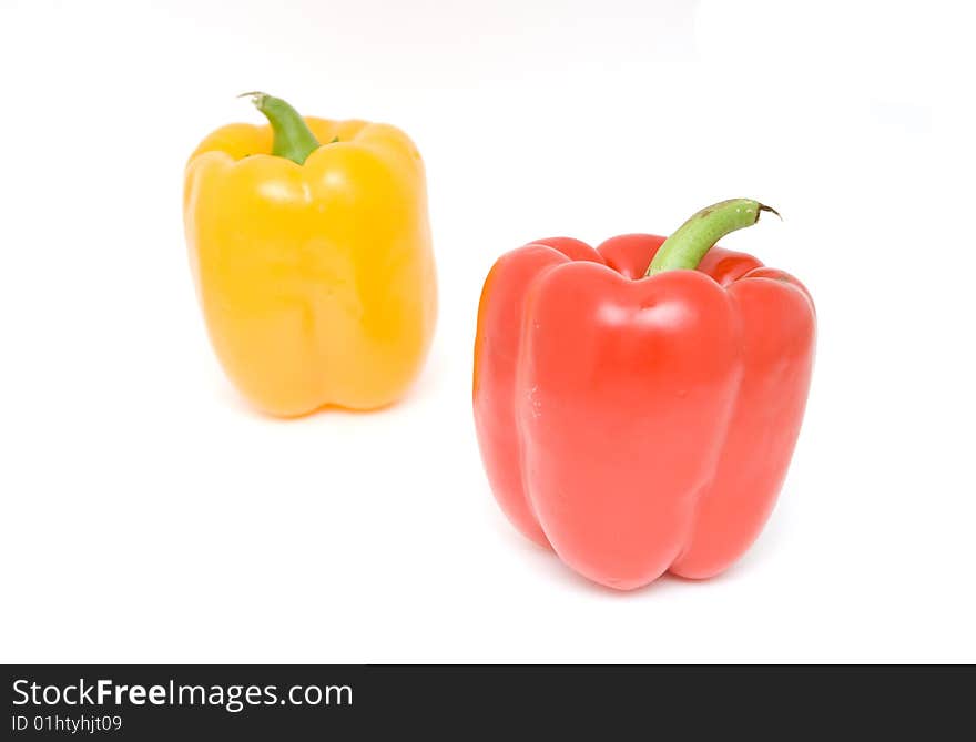 Two peppers isolated on white