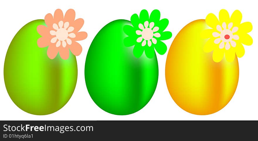 Floral easter eggs, vector illustration