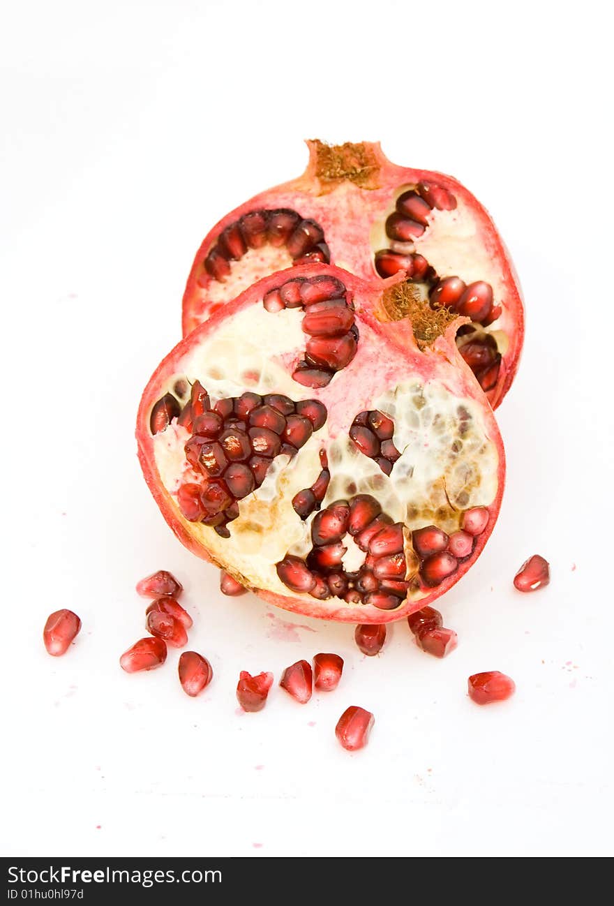 A pomegranate isolated on white