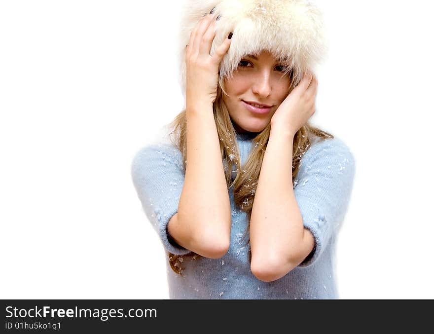 Portrait of girl in winter hat