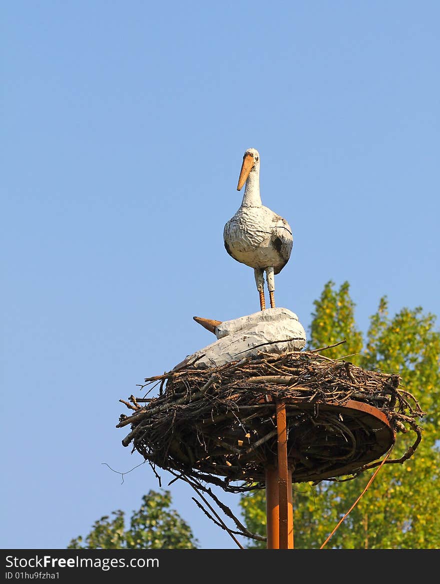 Stork. Statue. Symbol of the birth. Stork. Statue. Symbol of the birth.