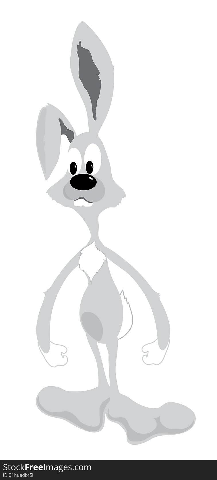 Illustration of grey cartoon rabbit