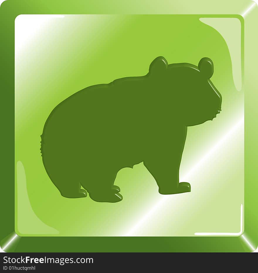 Illustration of green icon with bear silhouette. Illustration of green icon with bear silhouette