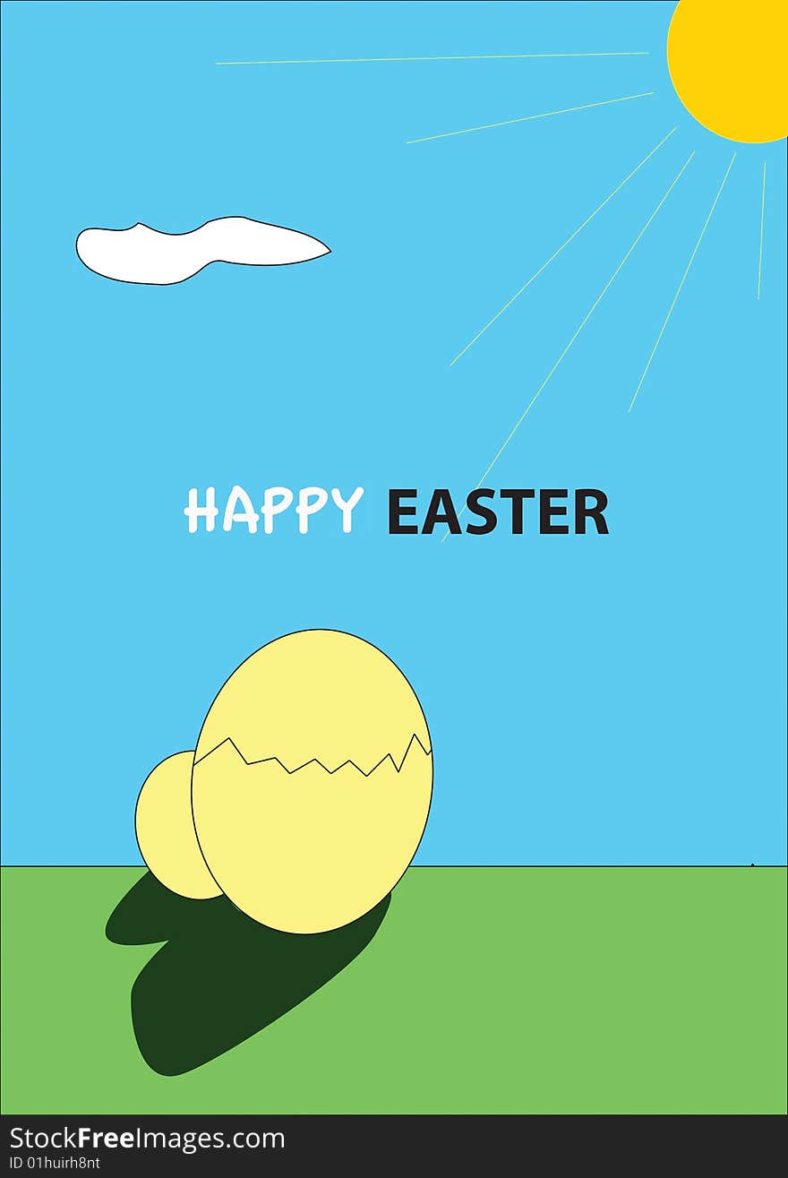 Funny happy easter illustration with eggs