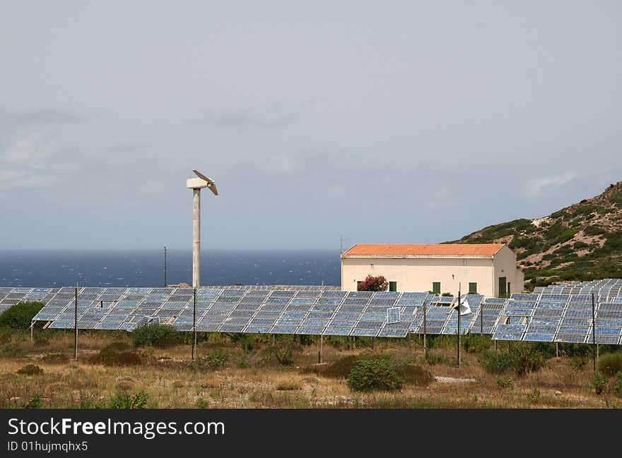 Mediterranean landscape with a wind farm