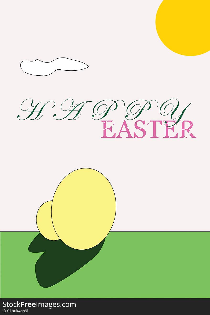 Funny and happy easter illustration with eggs