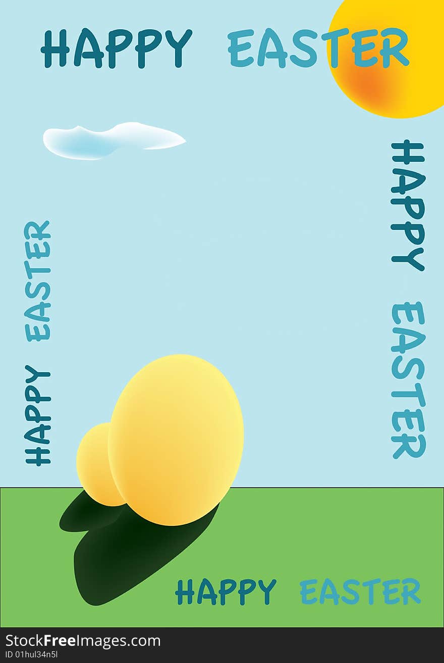 Funny and happy easter postcard illustrated