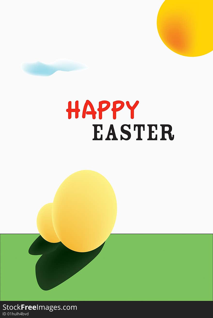 Funny and happy easter postcard illustrated