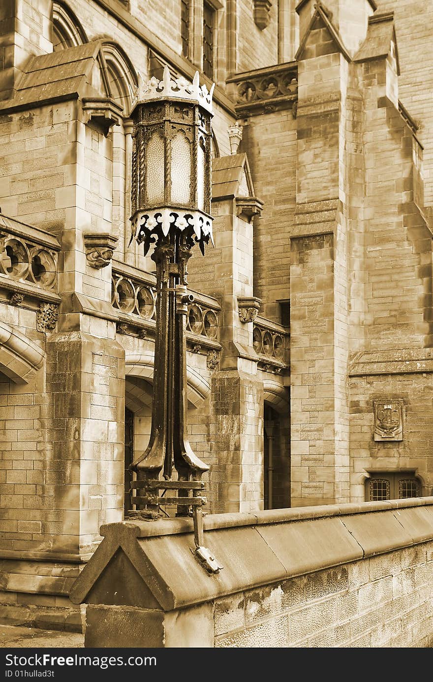 Gothic lamp and building