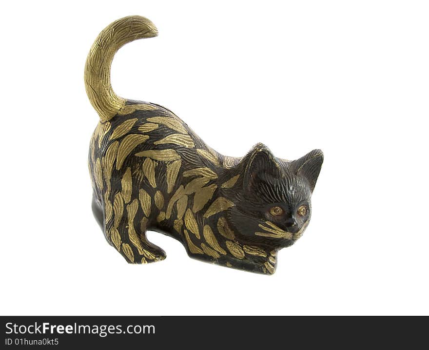 Bronze statuette of fun cat