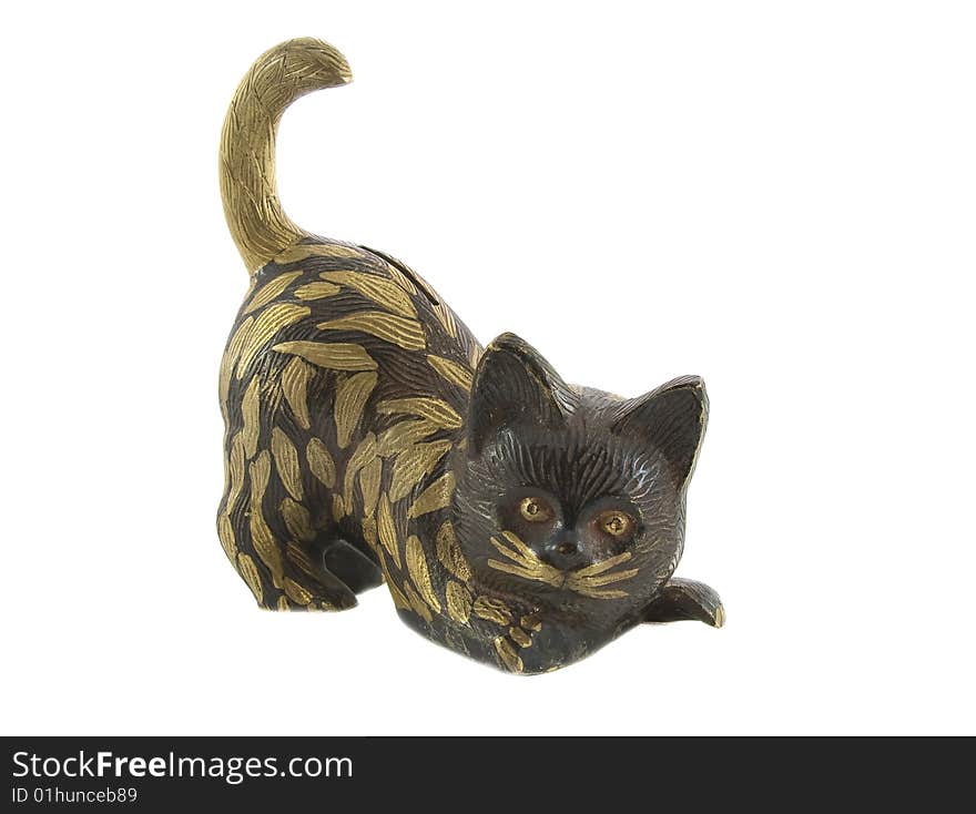 Bronze statuette of fun cat