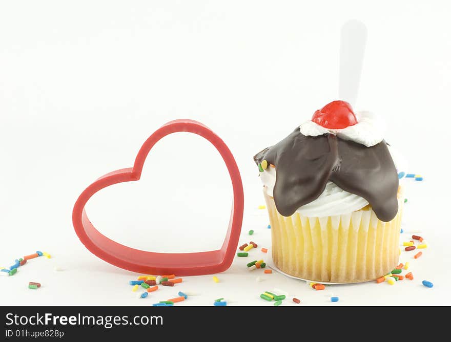 Sundae Cupcake with Red Heart