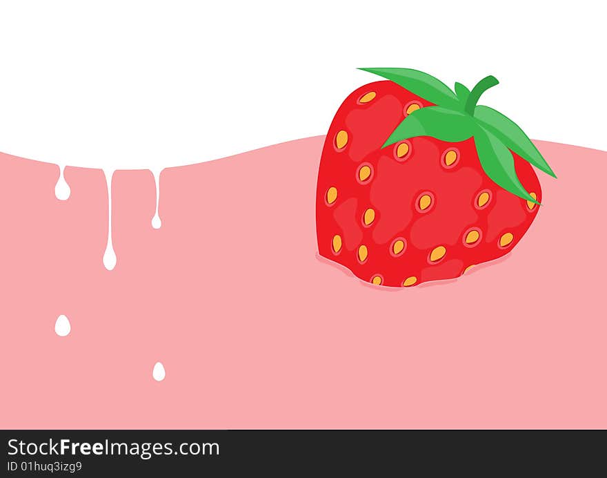 Strawberry in yoghurt