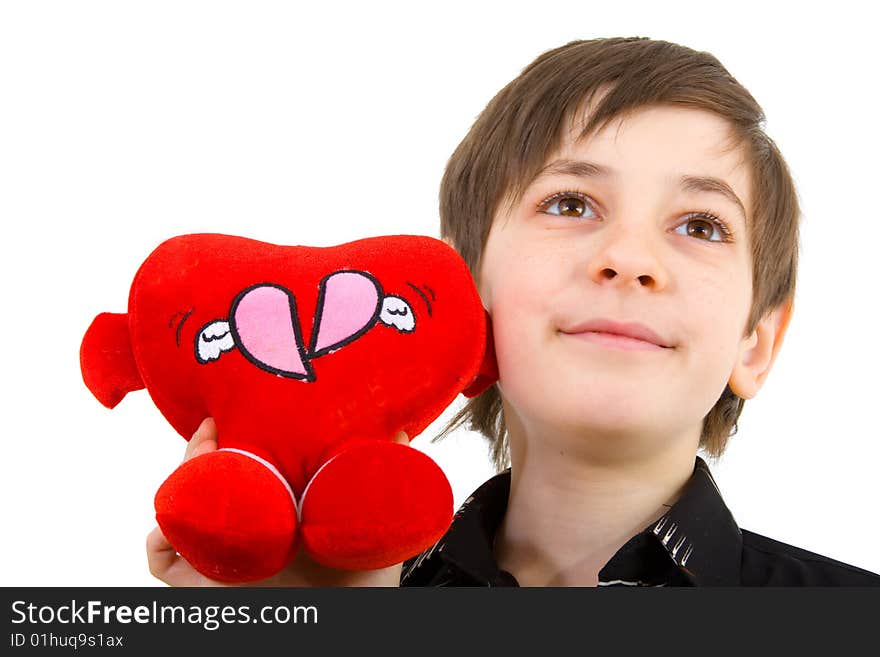 Boy with gift on white background. Boy with gift on white background