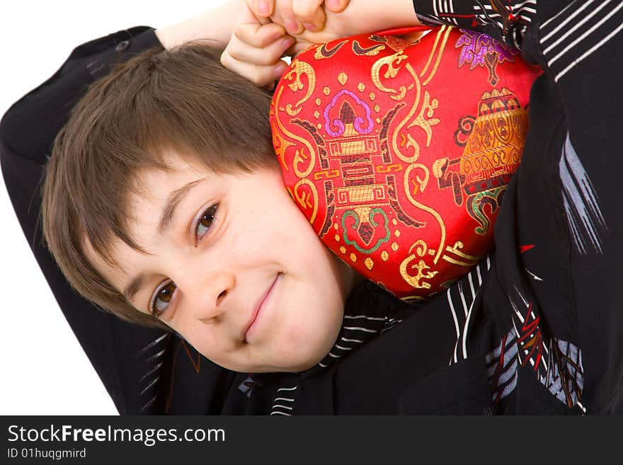 Beautiful boy on white background