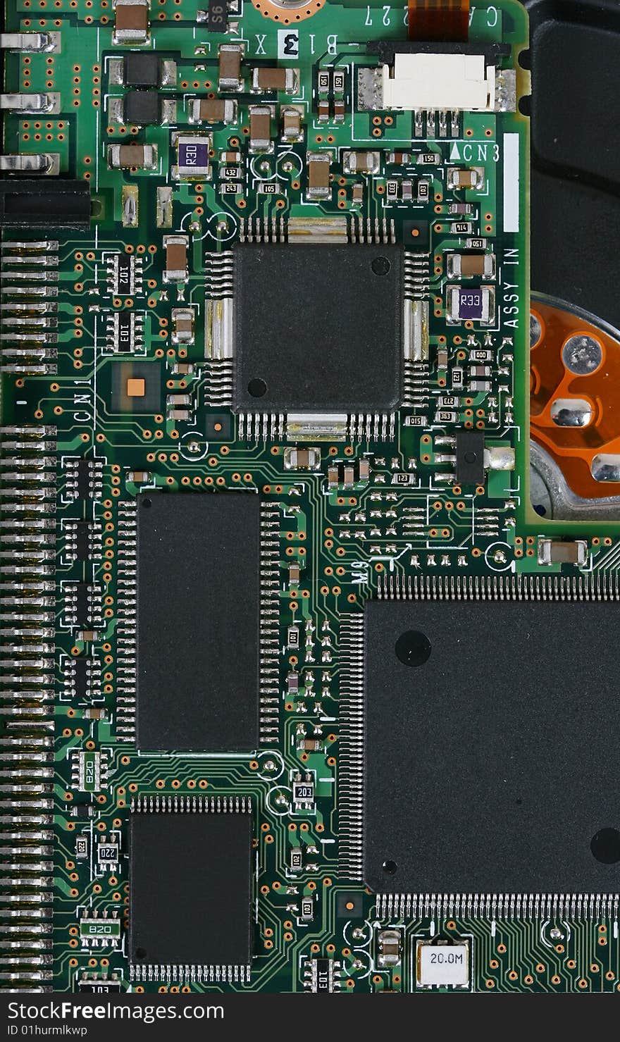 Electronic microcircuit for a computer close up