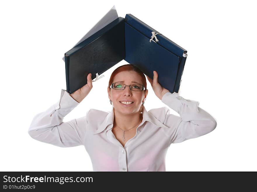 Portrait of the beautiful business woman with documents. Portrait of the beautiful business woman with documents