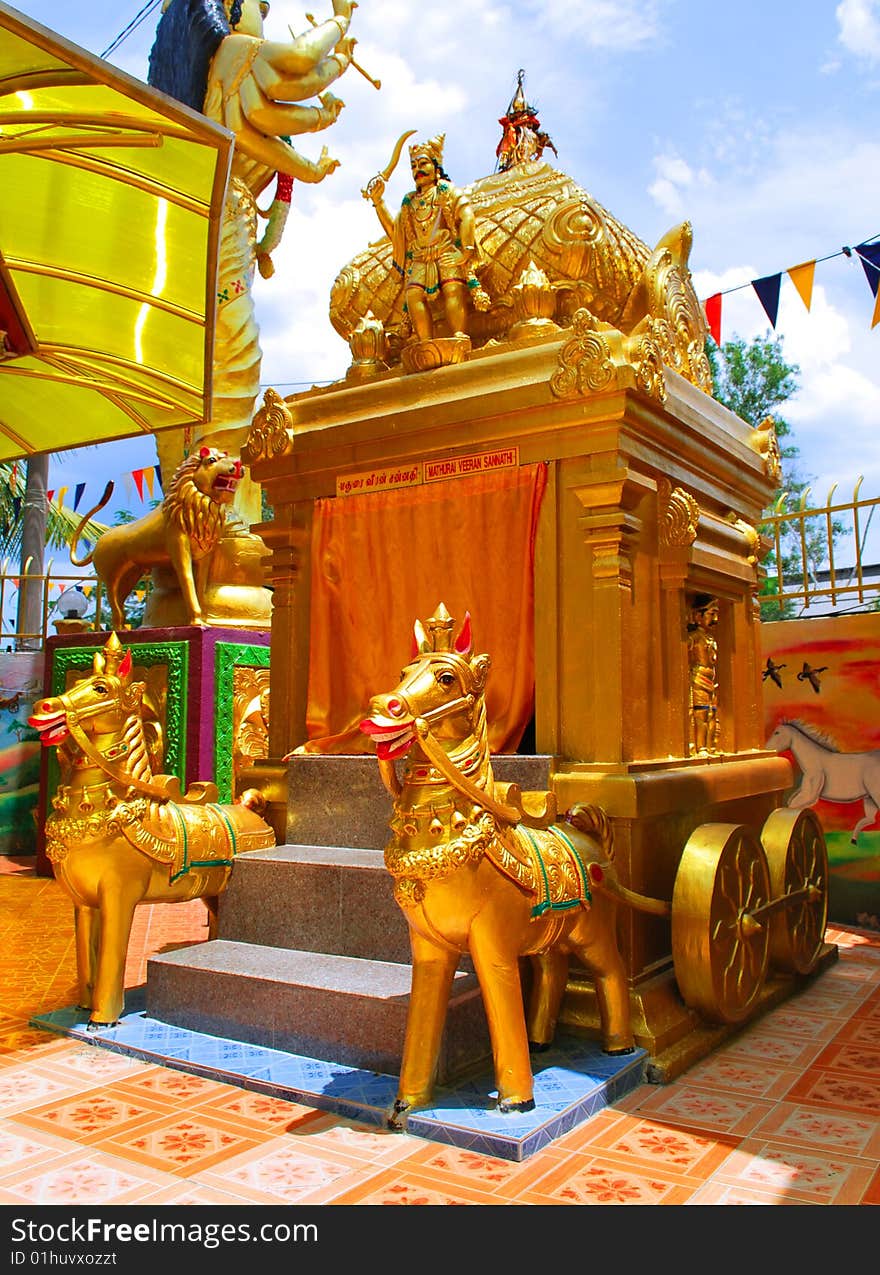 This is a indian statue found at indian temple malaysia