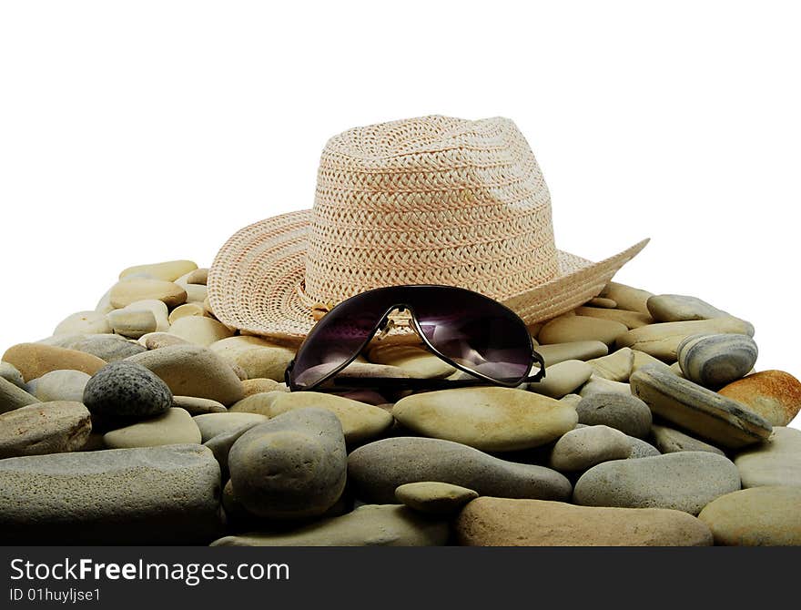 Hot sun, the rocky beach, carefree vacation - isolated. Hot sun, the rocky beach, carefree vacation - isolated