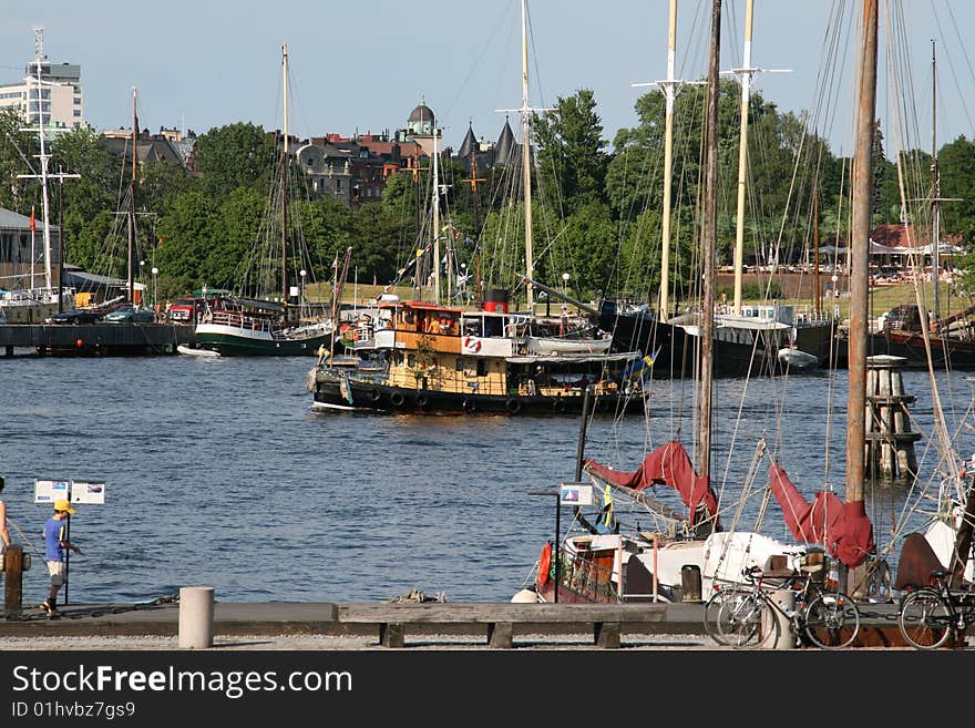 Wooden Touris Boat In Stockholm