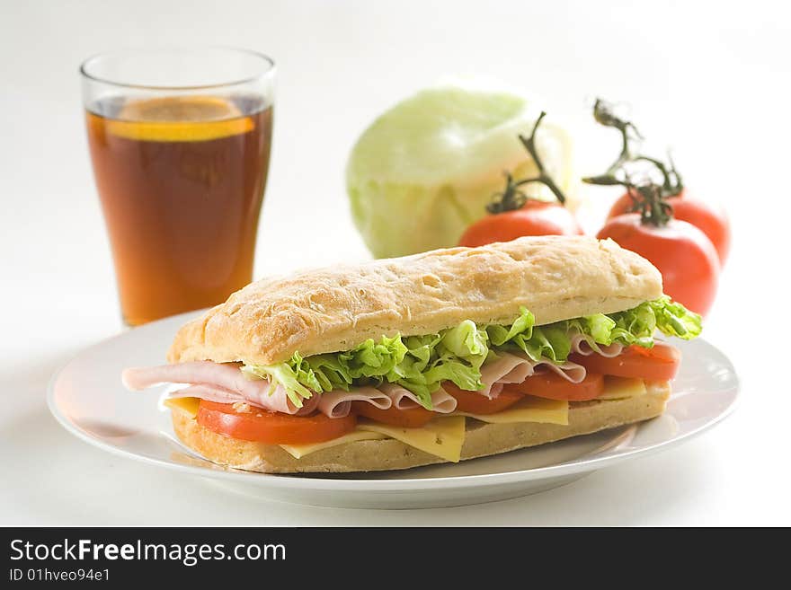 Delicious sandwich of ham cheese lettuce tomato