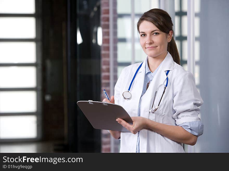 Female Doctor In A Modern Office