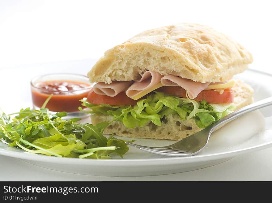 Delicious sandwich of ham cheese lettuce tomato