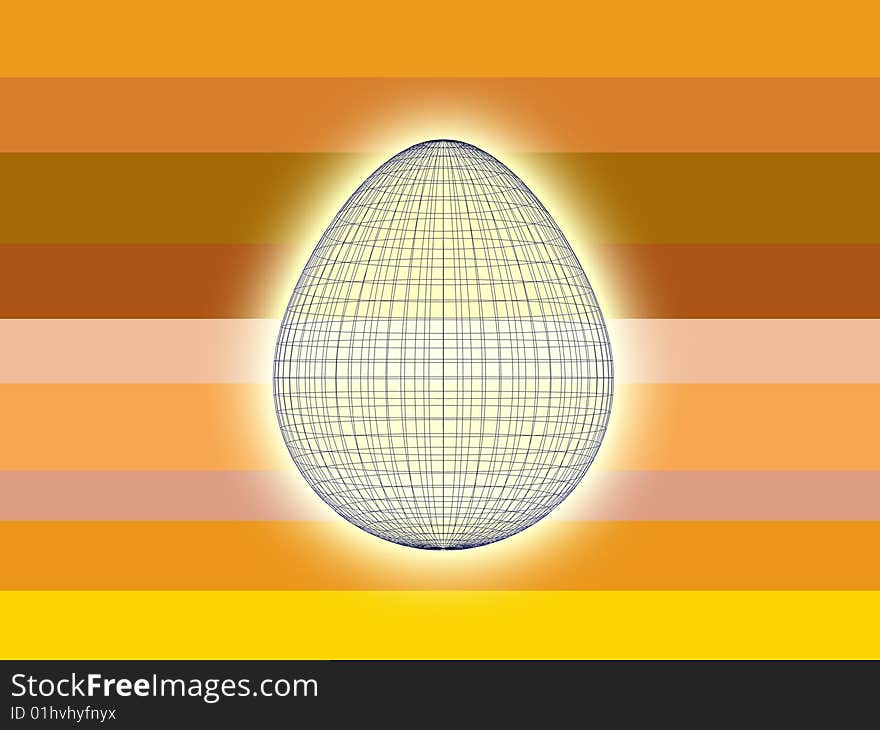 Glowing egg on striped background