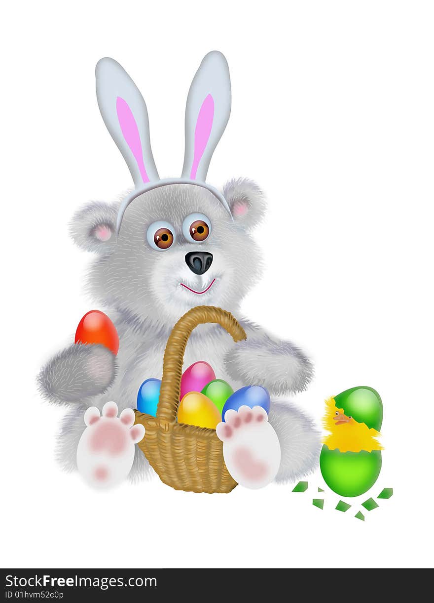 Bear In The Suit Of The Easter Rabbit