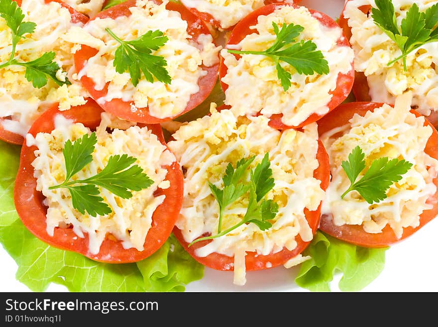 Close-up stuffed tomatoes