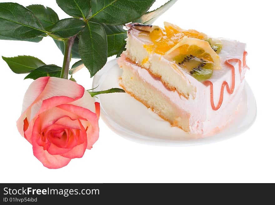 Piece of cake and rose