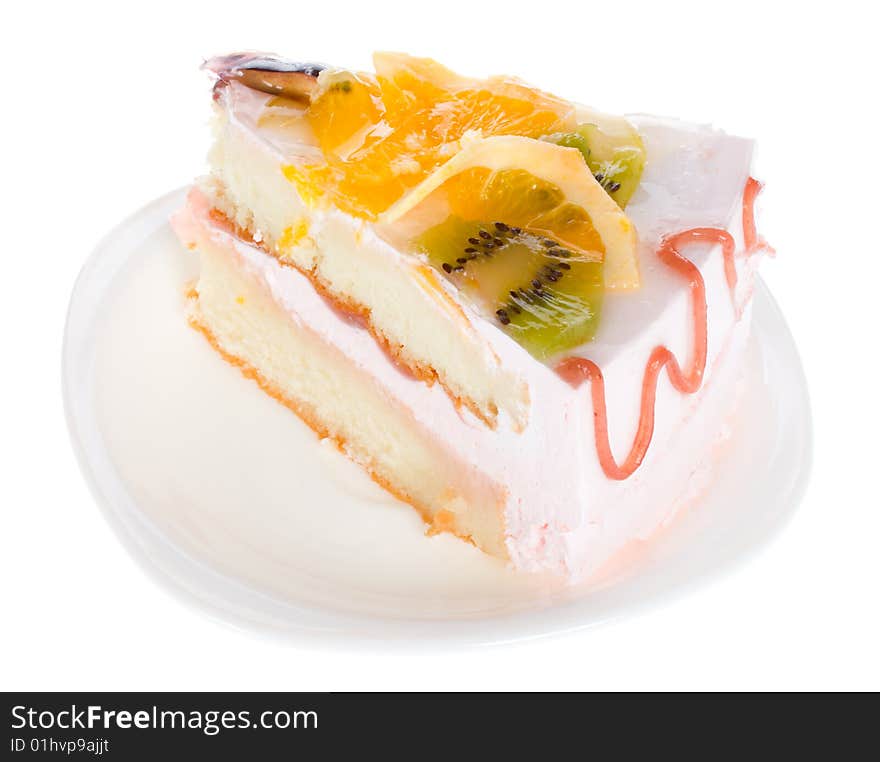 Piese of cake with fruits