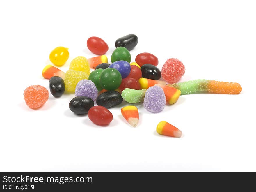 Colorful candy on white