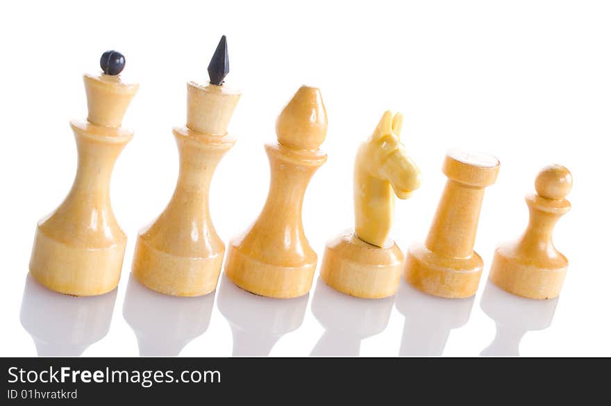 White Chess Pieces With Reflection