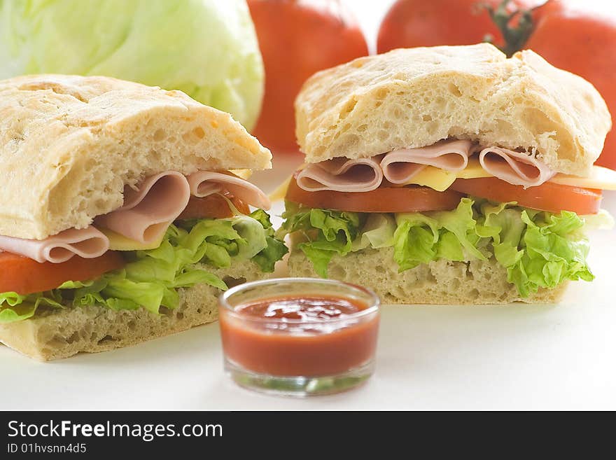 Delicious Sandwich Of Ham Cheese Lettuce Tomato