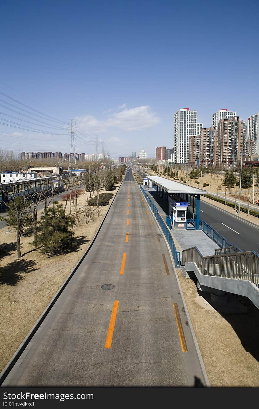 Road perspective with city  traffic. Road perspective with city  traffic