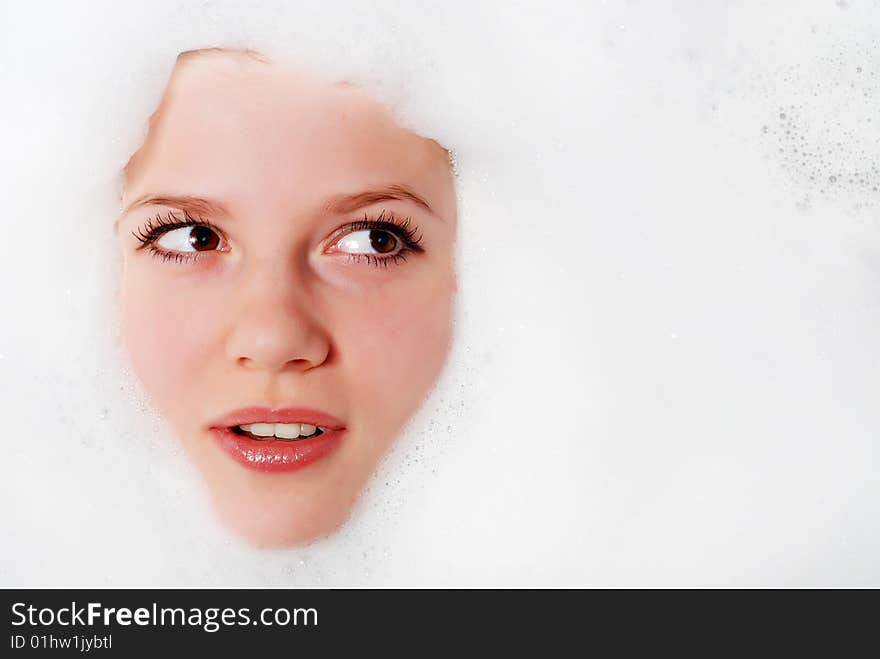 Woman And White Foam