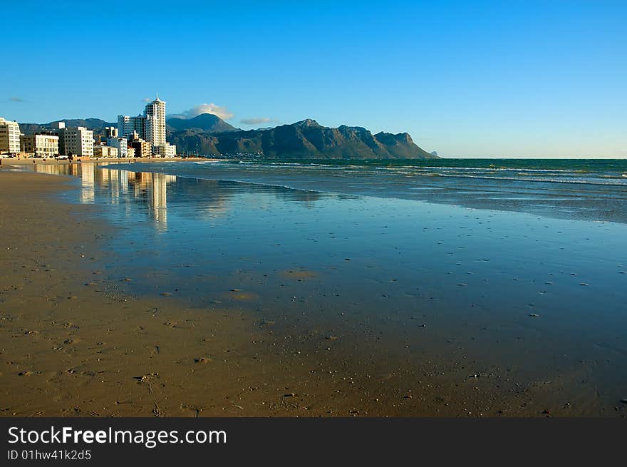 Buildings on the ocean coast. Atlantic ocean. South Africa.