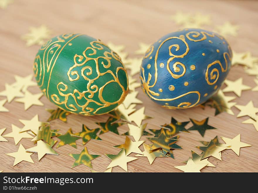 Painted eggs with stars