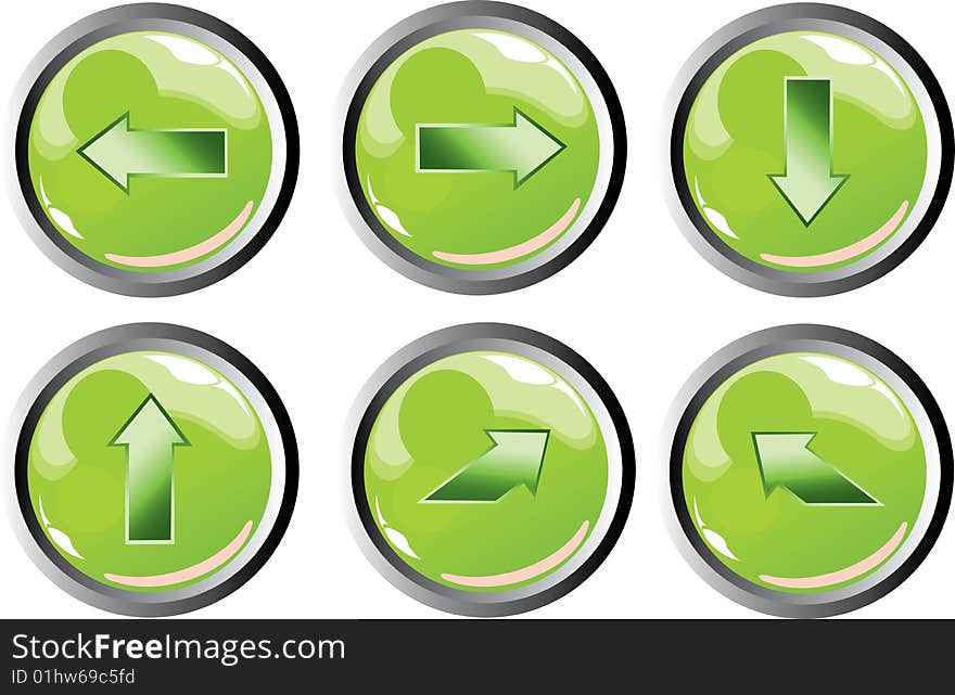 Illustration of green arrow button icons. Illustration of green arrow button icons