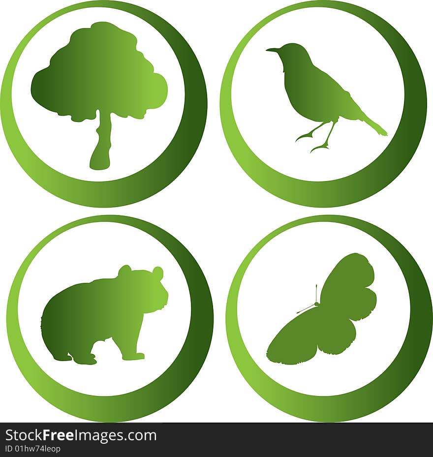 Illustration of green nature icon collection. Illustration of green nature icon collection