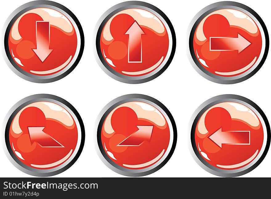 Illustration of red arrow button icons. Illustration of red arrow button icons